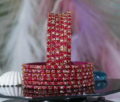 Glass Bangle with Beads Studded for Women & Girls (Pack 12 Bangles)