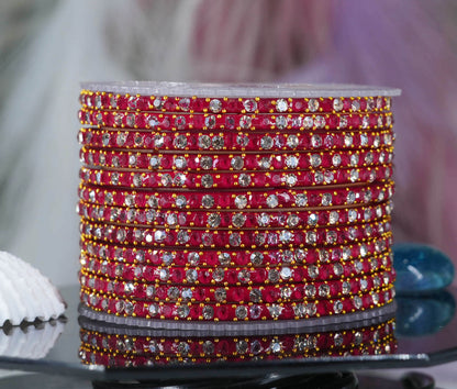 Glass Bangle with Beads Studded for Women & Girls (Pack 12 Bangles)