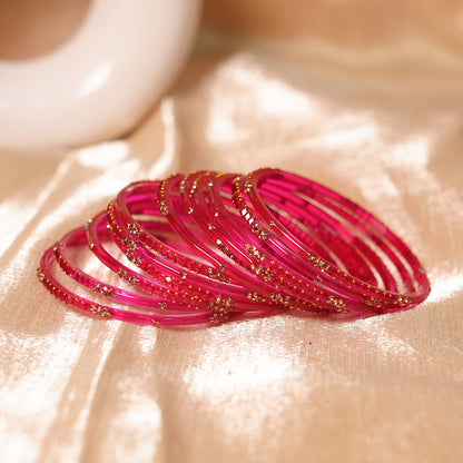 Stylish Traditional Glass Bangle with Beads Studded for Women & Girls (Pack of 12 Bangles)