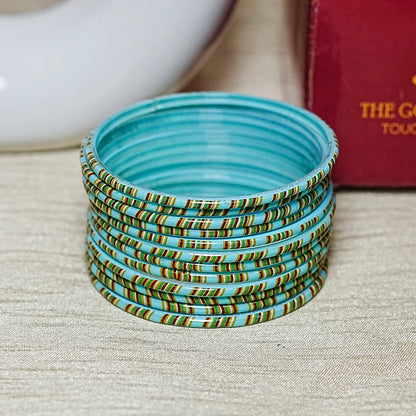 Women’s Printed Glass Bangles – Shiny & Smooth Finish (Pack of 12)