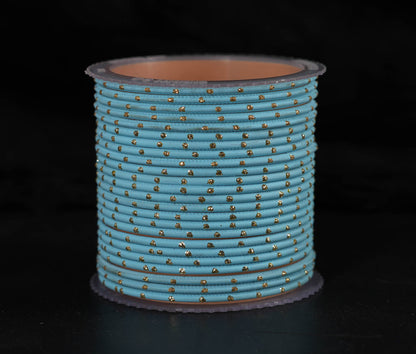 Fancy Multiple Color Dot Design Metal Bangles for Women Matte Finish Chudiyan