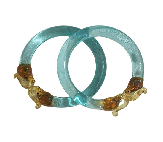 Multiple Color Elephant Design Glass Kada for Women & Girls (Pack of 2 Kada)