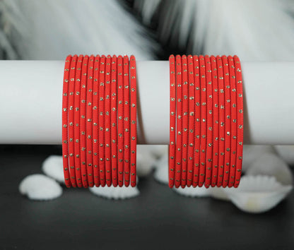 Tamatri Dot Design Matte Finish Metal Bangle for Women & Girls (Pack of 24)