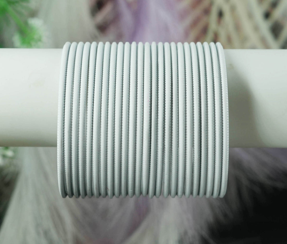 White Color Plain Matte Metal Bangles for Women & Girls (Pack of 24)