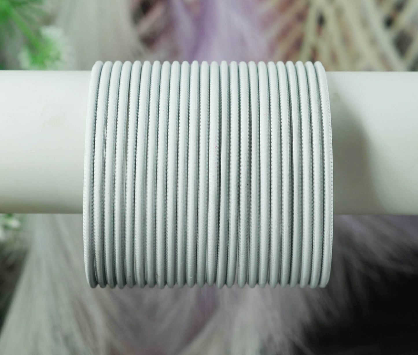 White Color Plain Matte Metal Bangles for Women & Girls (Pack of 24)