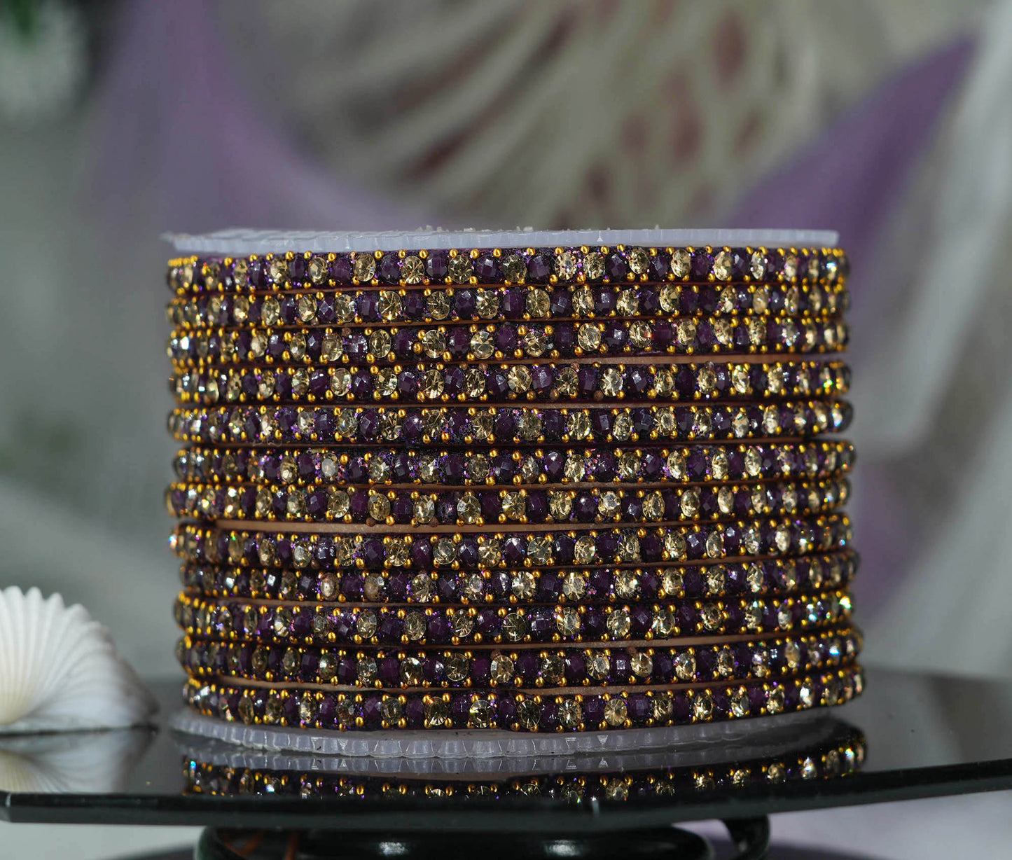 Glass Bangles with Beads Studded for Women & Girls | Multiple Color Chudiyan (Pack of 12 Bangles)