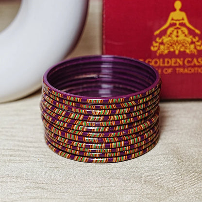 Women’s Printed Glass Bangles – Shiny & Smooth Finish (Pack of 12)