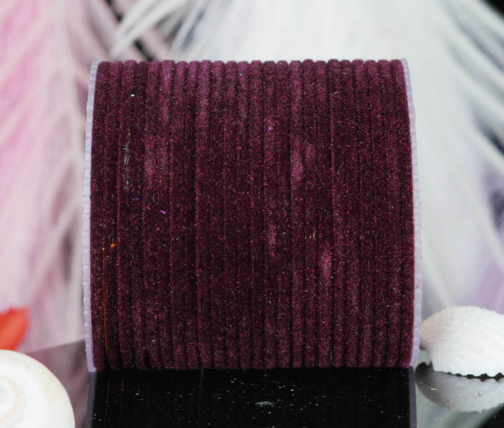 Wine Velvet Metal Bangles for Women & Girls (Pack of 24)