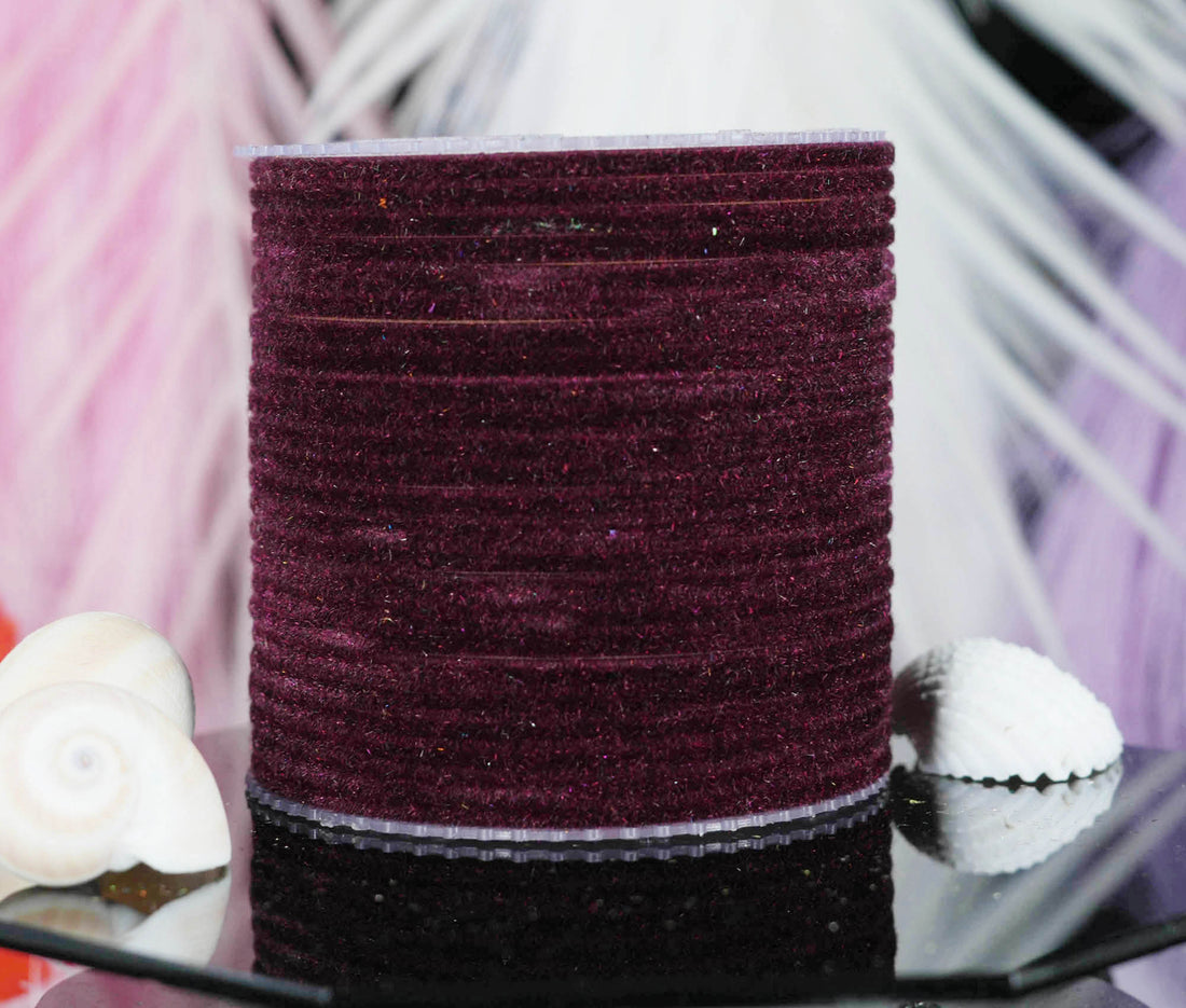 Wine Velvet Metal Bangles for Women & Girls (Pack of 24)