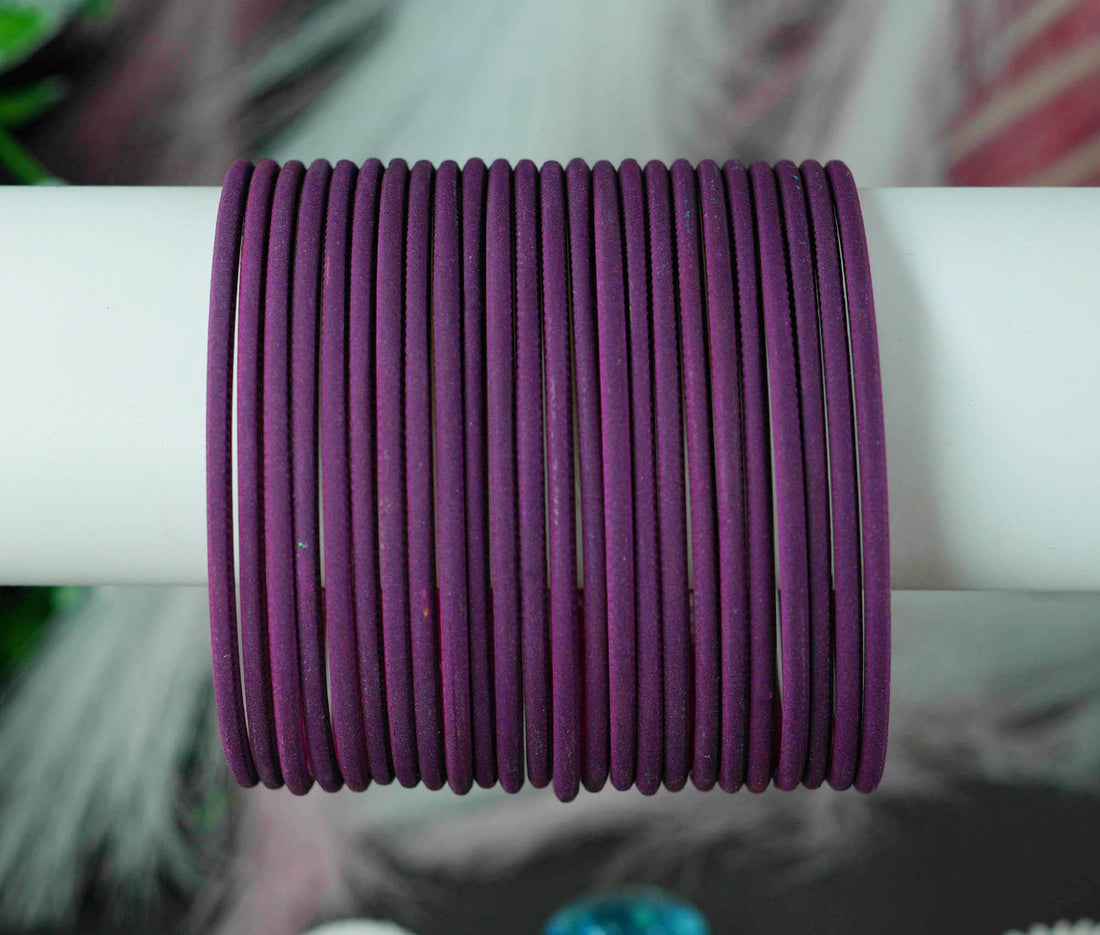 Wine Color Plain Matte Metal Bangles for Women & Girls (Pack of 24)
