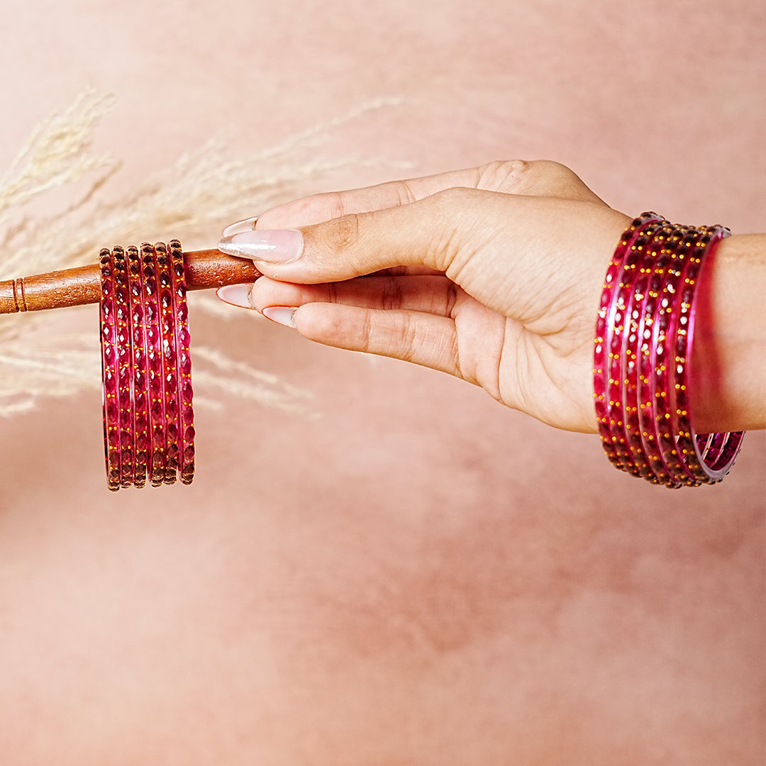 Raindrop Glass Bangle for Women (Pack of 12 Bangles)