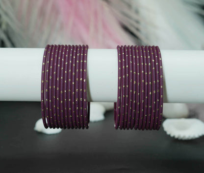 Wine Dot Design Matte Finish Metal Bangle for Women & Girls (Pack of 24)