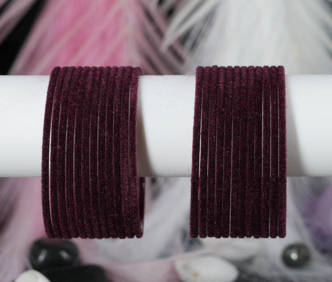 Stylish Multiple Color Velvet Metal Bangles for Women & Ladies