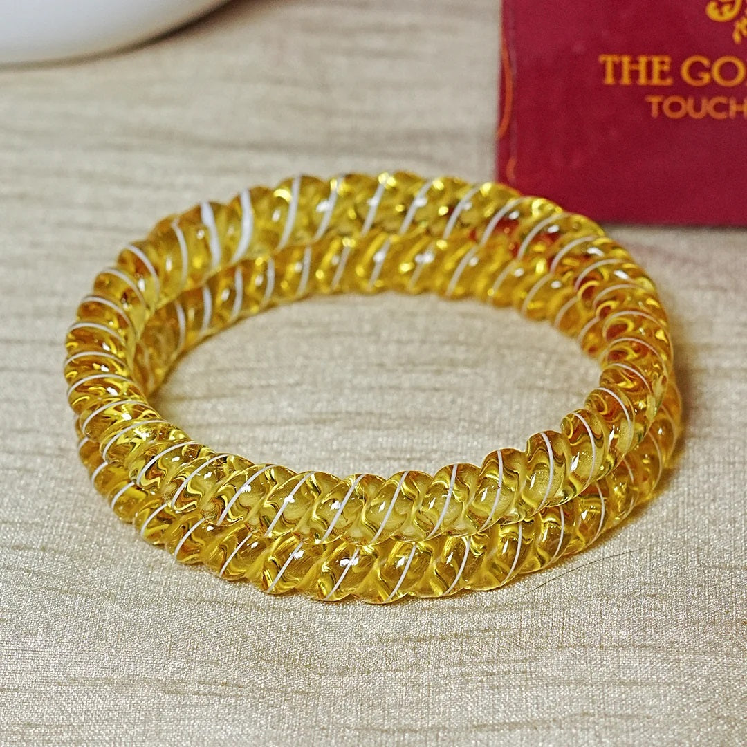 Designer Spiral Pattern Glass Kada Bangles for Women (Pack of 2)