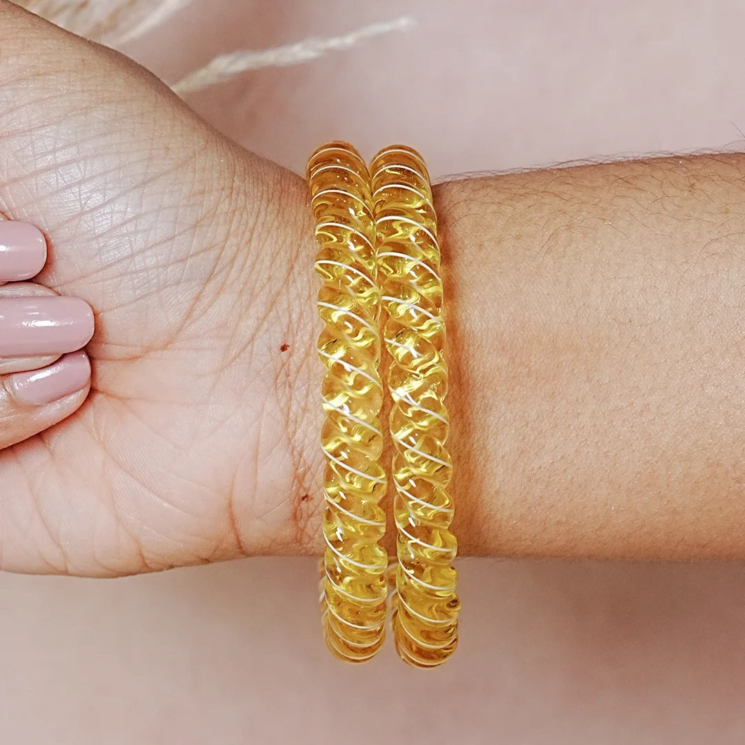 Designer Spiral Pattern Glass Kada Bangles for Women (Pack of 2)