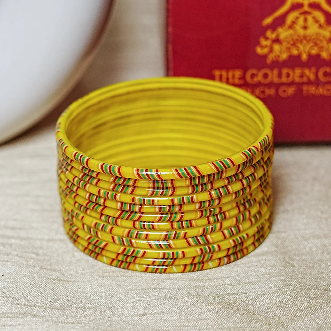 Women’s Printed Glass Bangles – Shiny & Smooth Finish (Pack of 12)