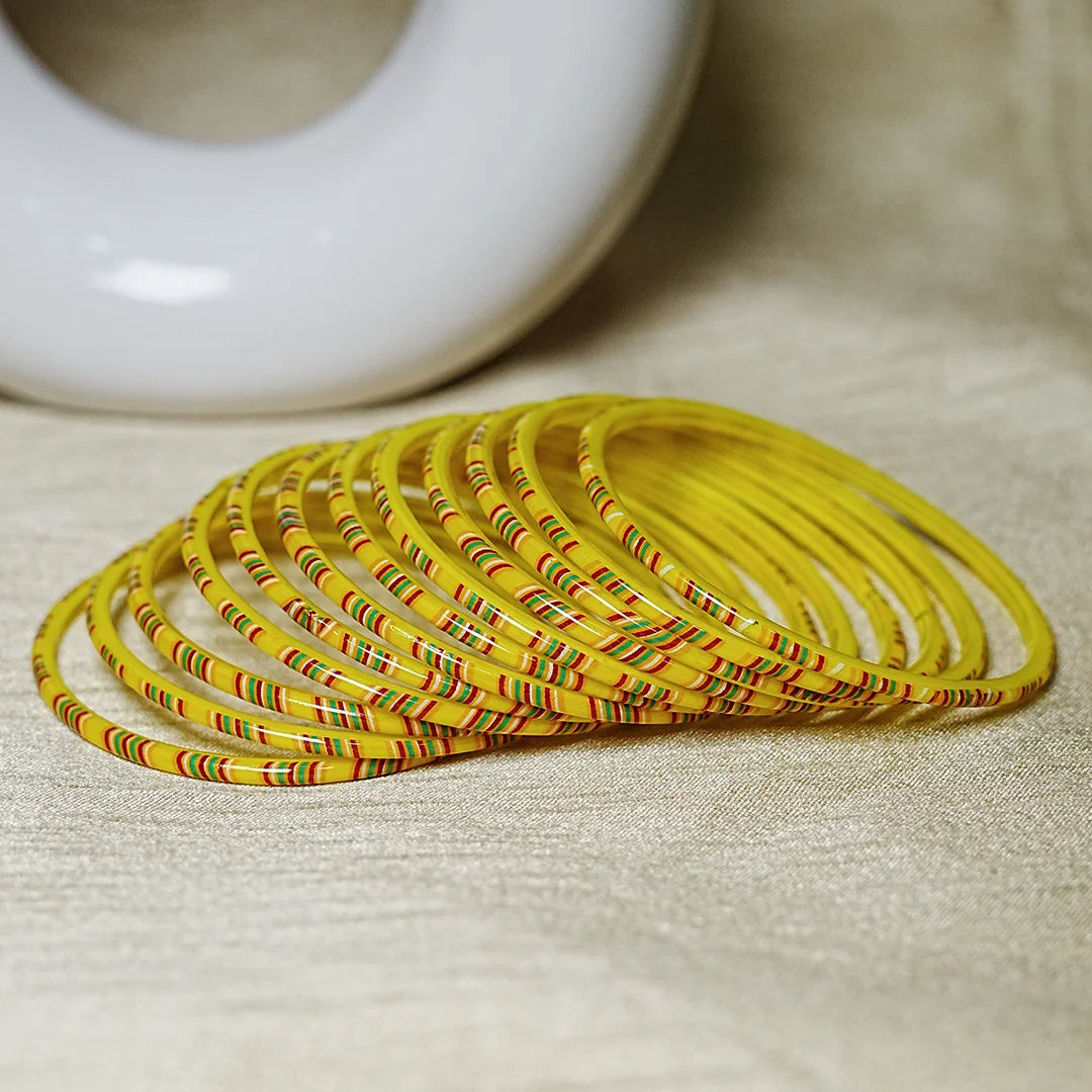 Women’s Printed Glass Bangles – Shiny & Smooth Finish (Pack of 12)