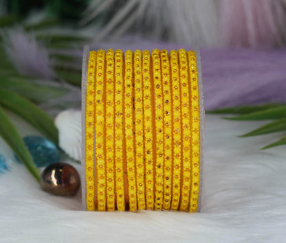 Glass Bangle with Golden Ball Studded for Women & Girls (Pack of 12 Bangles)