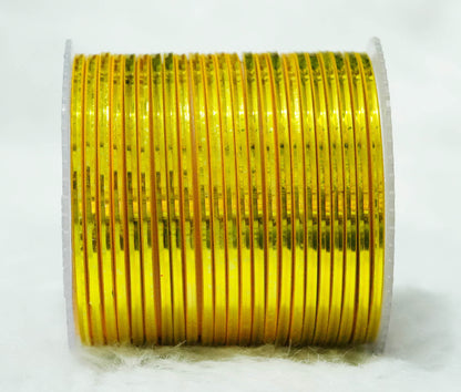 Yellow Color Glossy Metal Bangle for Women & Girls (Pack of 24)