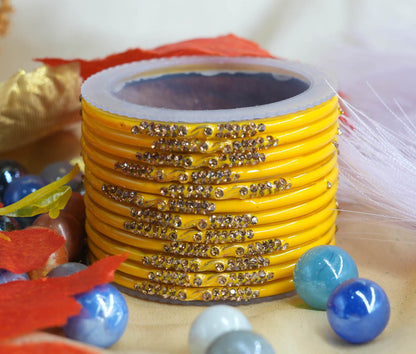 Traditional Glass Bangles with Zircon Beads Studded for Women & Girls (Pack of 12 bangles)