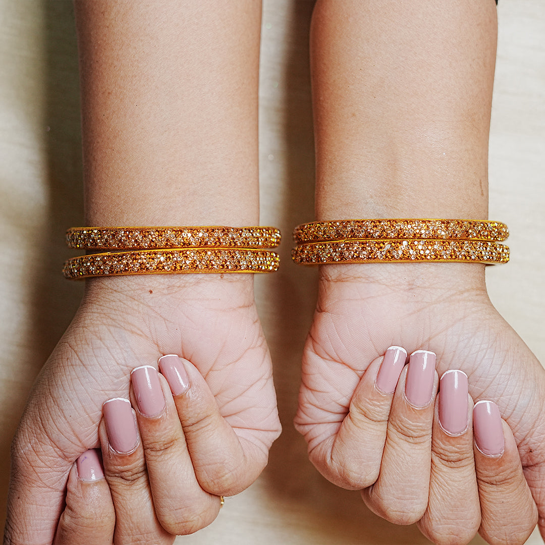 Handmade Beaded Work Glass Kada Bangles for Women & Girls (Pack of 4 Kada)