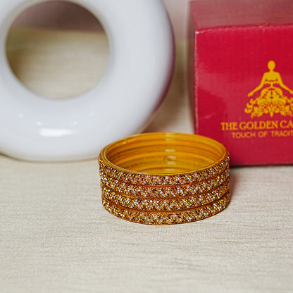 Handmade Beaded Work Glass Kada Bangles for Women & Girls (Pack of 4 Kada)