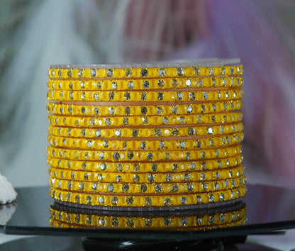Glass Bangle with Beads Studded for Women & Girls (Pack 12 Bangles)