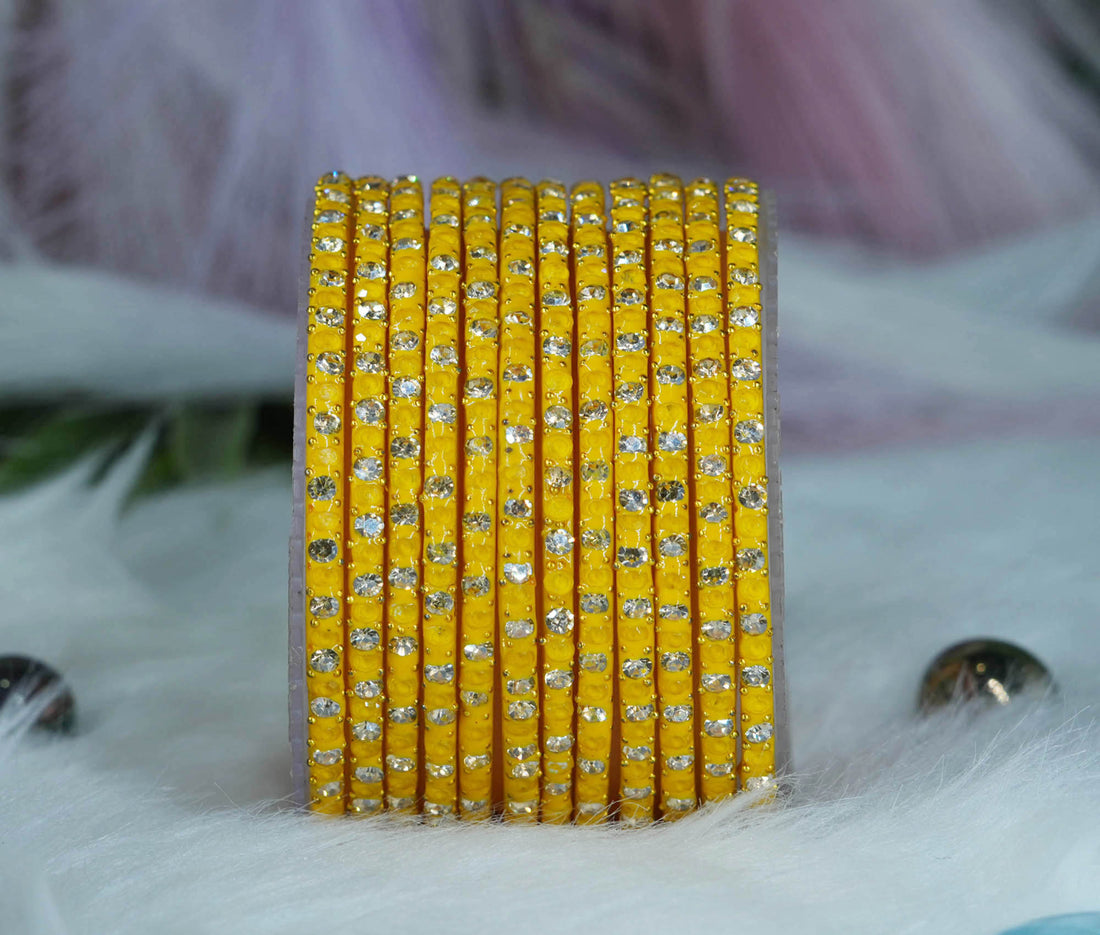 Glass Bangles with Beads Studded for Women & Girls (Pack 12)
