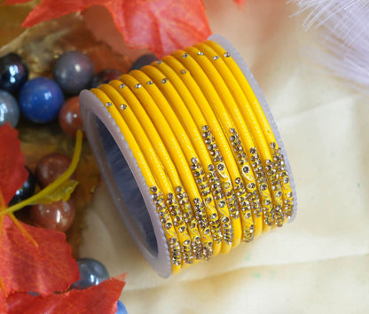 Traditional Glass Bangles with Zircon Beads Studded for Women & Girls (Pack of 12 bangles)