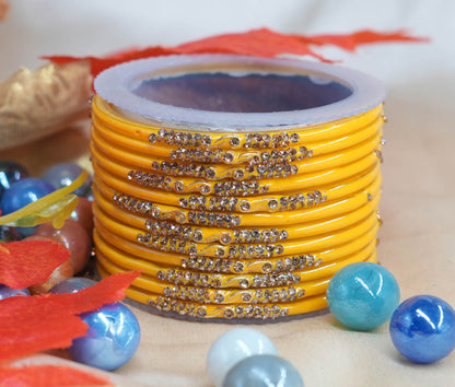 Traditional Glass Bangles with Zircon Beads Studded for Women & Girls (Pack of 12 bangles)