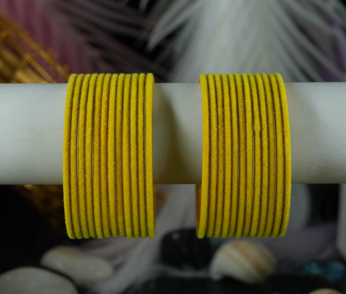 Stylish Multiple Color Velvet Metal Bangles for Women & Ladies