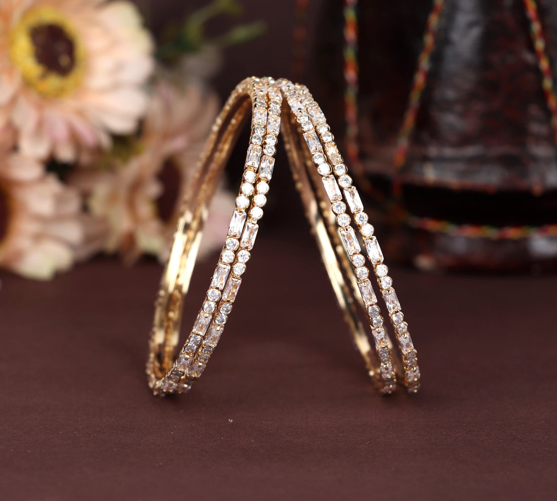 Stylish Traditional American Diamond Kada for Women & Girls | Gold-Plated AD Studded Bracelet