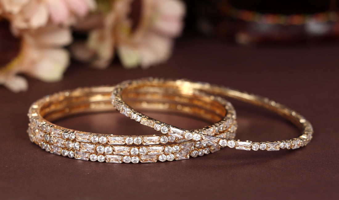 Stylish Traditional American Diamond Kada for Women & Girls | Gold-Plated AD Studded Bracelet