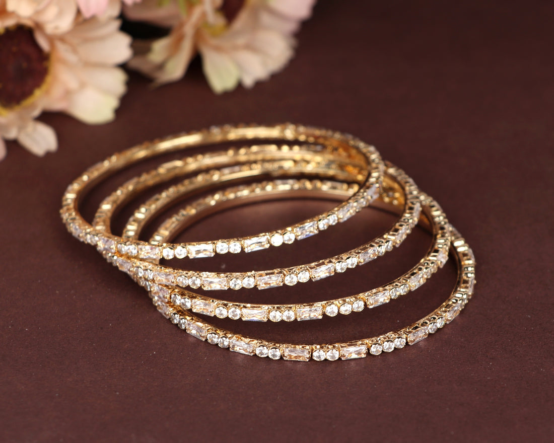 Stylish Traditional American Diamond Kada for Women & Girls | Gold-Plated AD Studded Bracelet