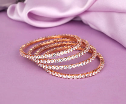 Antique Design Gold-Plated AD Stone Studded Traditional Kada | American Diamond Kada for Women & Girls