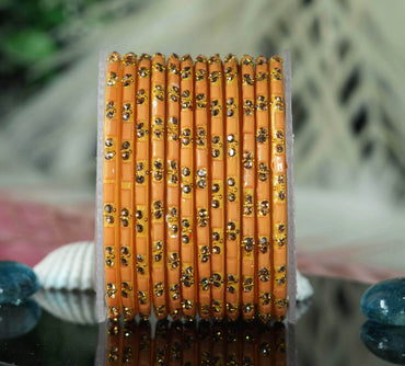 Multiple Color Glass Bangles with Beads Studded for Women & Girls (Pack of 12 Bangles)