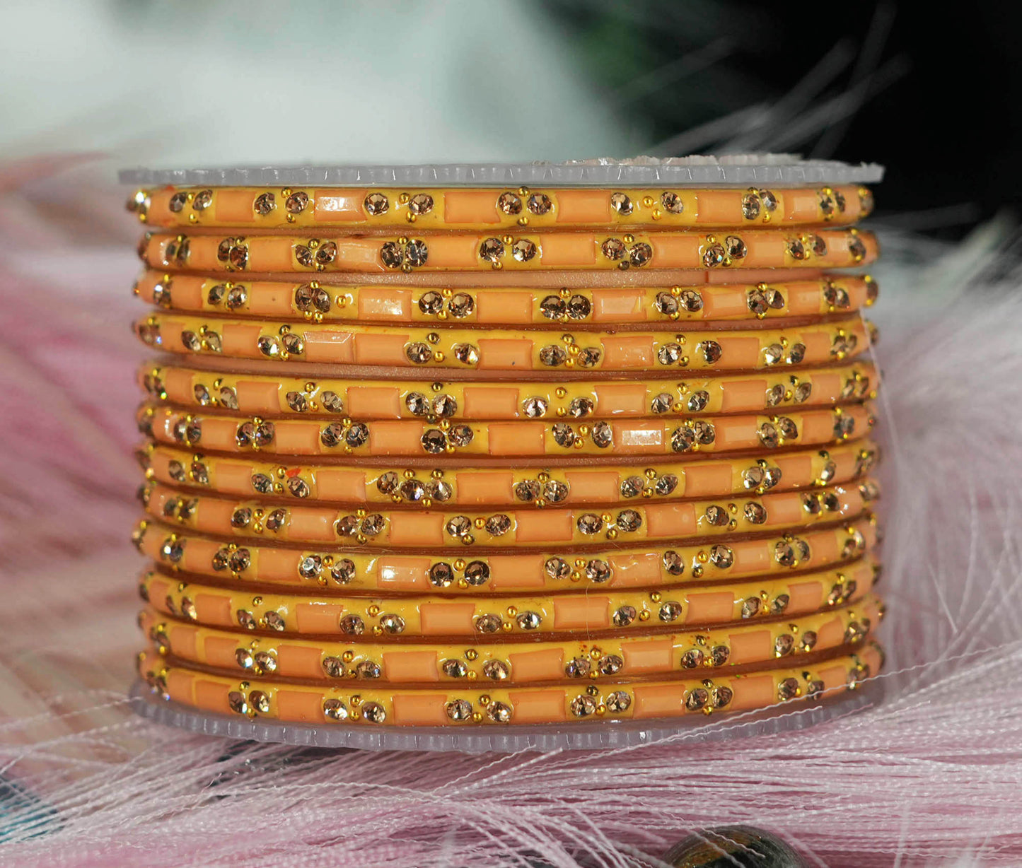 Multiple Color Glass Bangles with Beads Studded for Women & Girls (Pack of 12 Bangles)