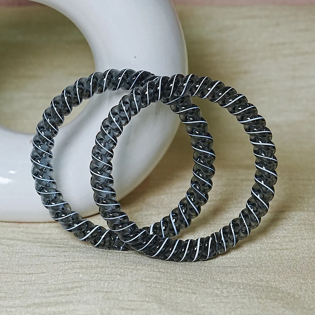 Designer Spiral Pattern Glass Kada Bangles for Women (Pack of 2)