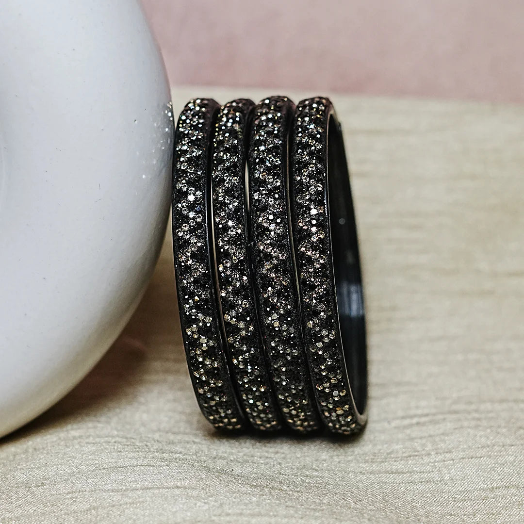 Handmade Beaded Work Glass Kada Bangles for Women & Girls (Pack of 4 Kada)