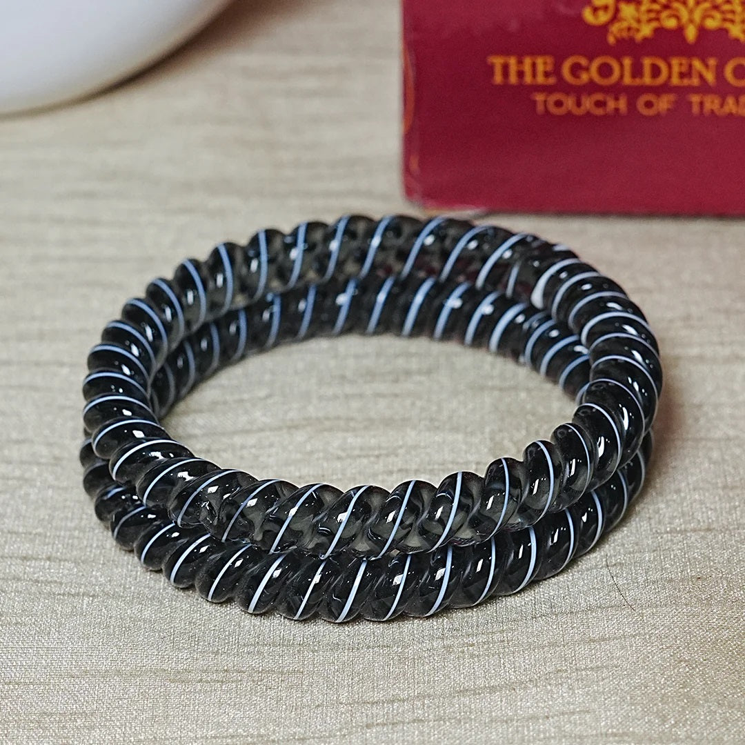 Designer Spiral Pattern Glass Kada Bangles for Women (Pack of 2)