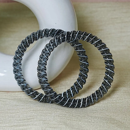 Designer Spiral Pattern Glass Kada Bangles for Women (Pack of 2)