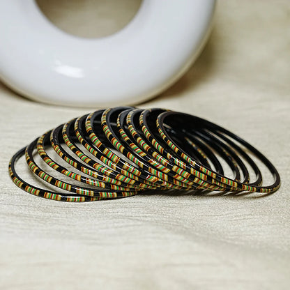 Women’s Printed Glass Bangles – Shiny & Smooth Finish (Pack of 12)