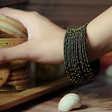 Black Color Premium Silk Thread Bangle for Women & Girls (Pack of 12)