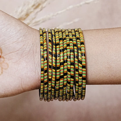 Women’s Printed Glass Bangles – Shiny & Smooth Finish (Pack of 12)