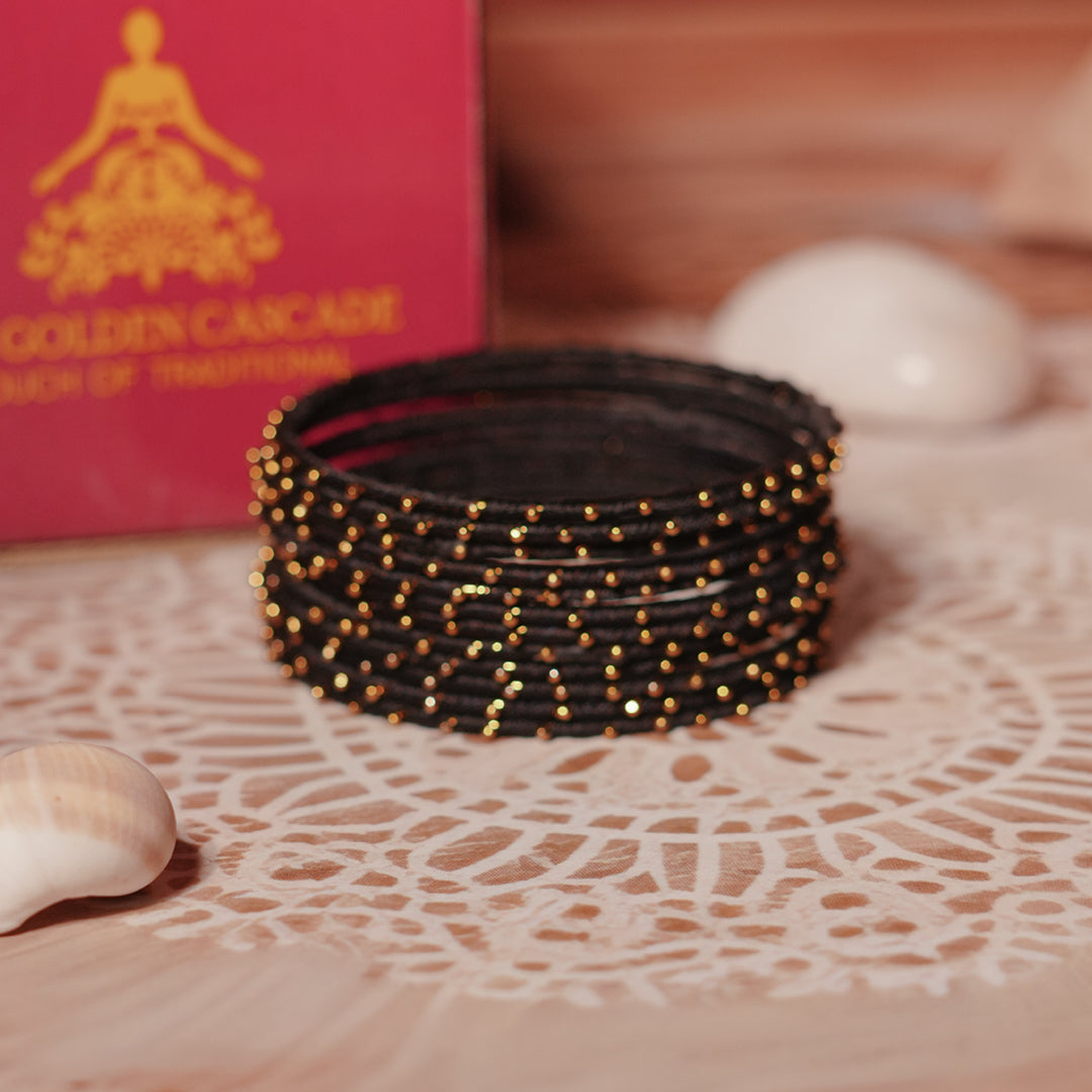 Black Color Premium Silk Thread Bangle for Women & Girls (Pack of 12)