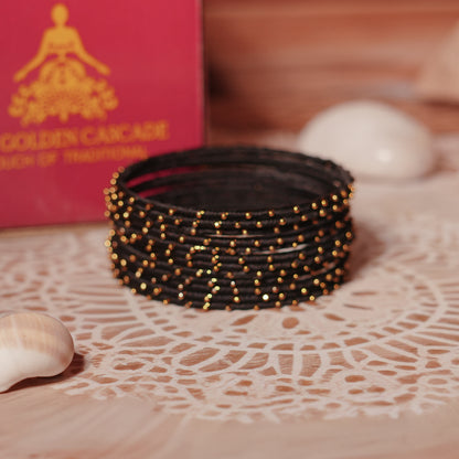 Black Color Premium Silk Thread Bangle for Women & Girls (Pack of 12)