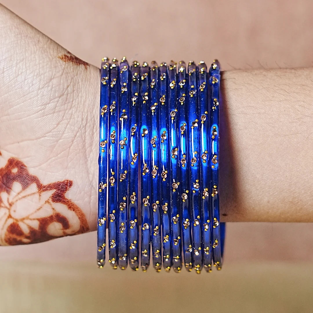Traditional Lightweight Glass Bangles for Women (Pack of 12)