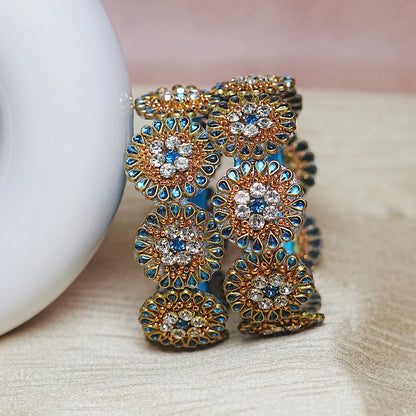 Premium Kundan Work Floral Thread Kada Bangle for Women & Girls (Pack of 2)