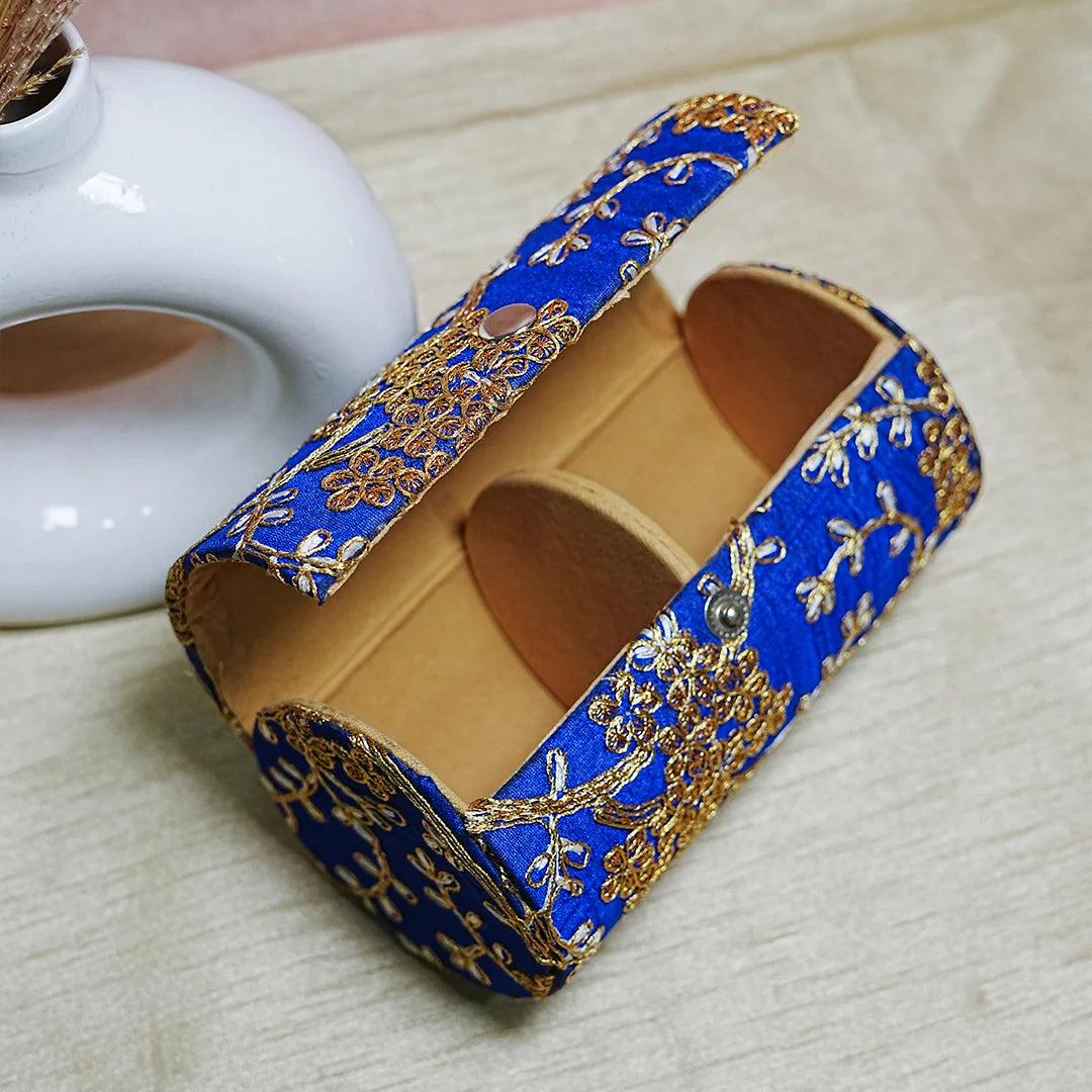 Embroidered Wooden Jewelry Storage Box for Bangles (2 Section)