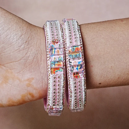 Women’s Glass Kada Bangles (Pack of 2) - The Golden Cascade